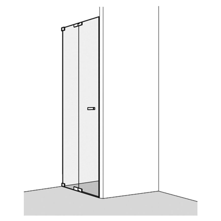 Porte battante S808 NICHE
sans cadre, avec élément fixe
70-100 cm, H 200 cm, montage
à gauche