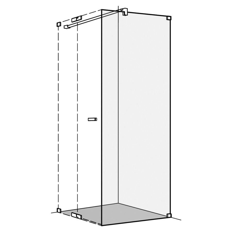 Cloison latérale S808
sans cadre, 70-100 cm
H 200 cm, pour porte battante
tube de stabilisation
montage à droite