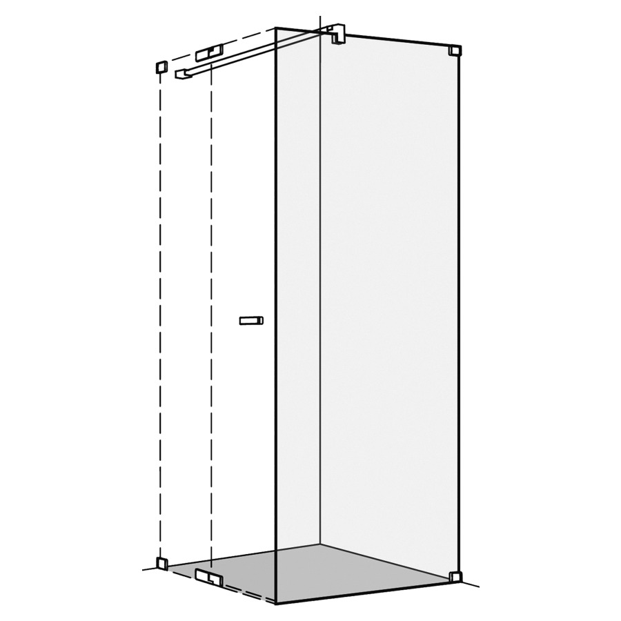 Cloison latérale S808
sans cadre, 100,1-120 cm
H 200 cm, porte battante
tube de stabilisation
montage à droite