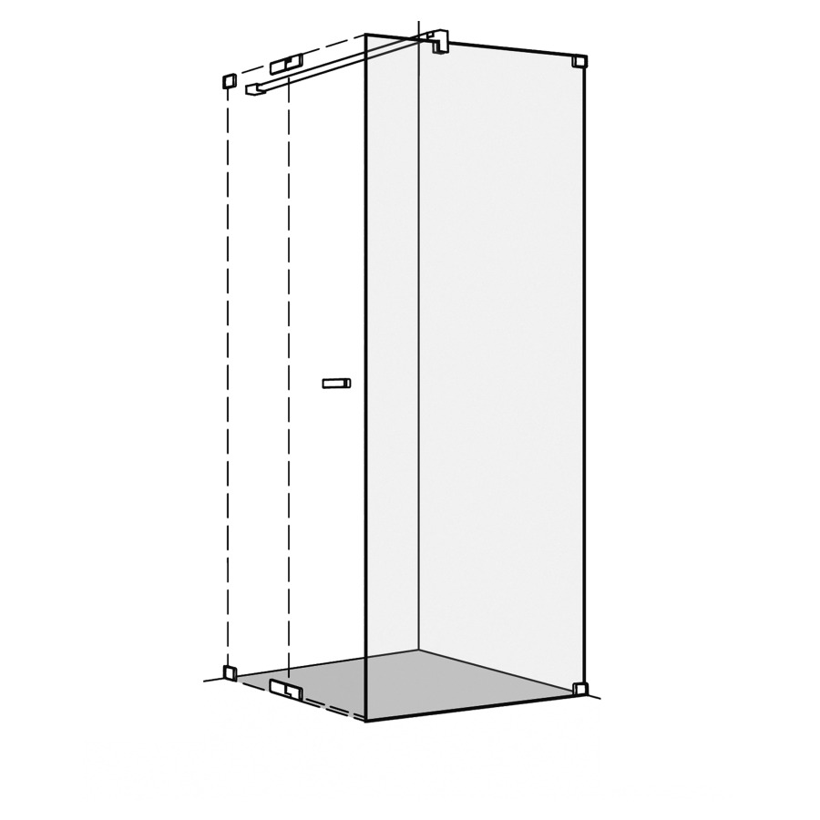 Cloison latérale S808
sans cadre, 120,1-140 cm
H 200 cm, pour porte battante
tube de stabilisation
montage à droite