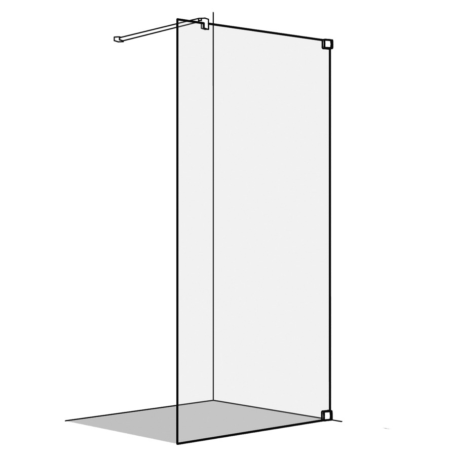 Cloison latérale S808
sans cadre, 140,1-160 cm
H 200 cm, pose libre, tube de
stabilisation, montage à
droite