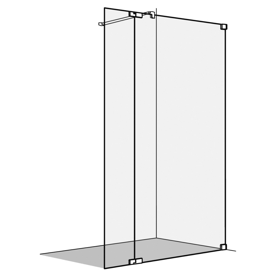 Cloison latérale S808
sans cadre, pose libre
avec élément de battante
120,1-140 cm, H 200 cm, tube
de stabilisation, montage à
droite