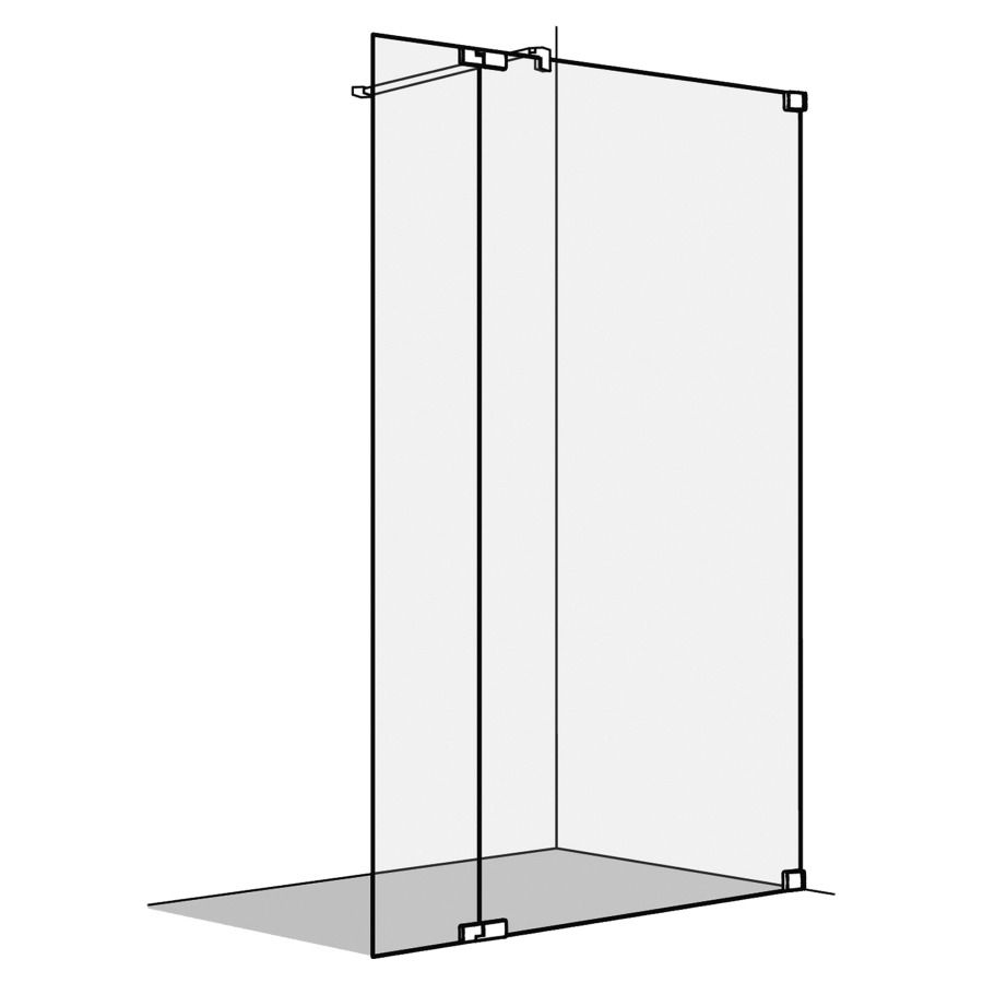 Cloison latérale S808
sans cadre, pose libre
avec élément de battante
160,1-180 cm, H 200 cm, tube
de stabilisation, montage à
droite