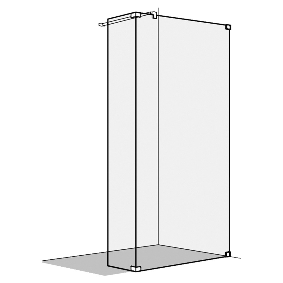 Cloison latérale S808
sans cadre, pose libre
avec partie en verre 90°
100-120 cm, H 200 cm, tube
de stabilisation, montage à
droite