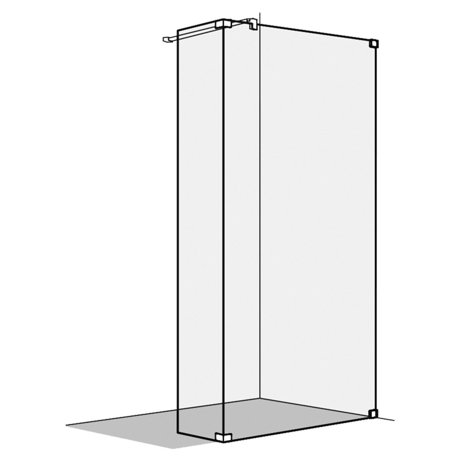 Cloison latérale S808
sans cadre, pose libre
avec partie en verre 90°
140,1-160 cm, H 200 cm, tube
de stabilisation, montage à
droite