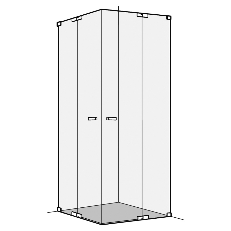 Entrée diagonale S808
100.1-150 x 100.1-150 cm, H 200 cm 
porte battante avec partie fixe à gauche et à droite
sans cadre
MESURES EXACTES SELON PRISE DE MESURE