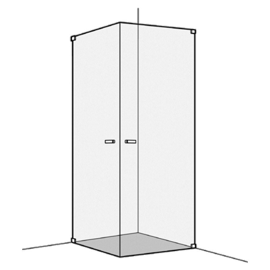Entrée diagonale S808
70.1-90 x 70.1-90 cm, H 200 cm 
porte battante sans partie fixe à gauche et à droite
sans cadre
MESURES EXACTES SELON PRISE DE MESURE