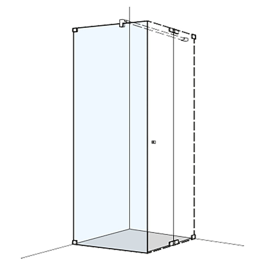 Cloison latérale S808
sans cadre, 20-40 cm
H 200 cm, porte battante
tube de stabilisation
montage à gauche