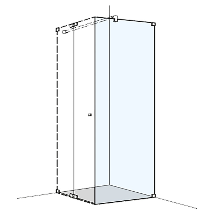 Cloison latérale S808
sans cadre, 20-40 cm
H 200 cm, porte battante
tube de stabilisation
montage à droite