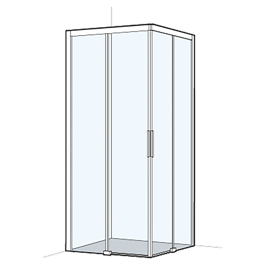 Entrée diagonale S404Plus
87.5-89 x 117.5-119 cm, H 200 cm 
porte coulissante en 2&nbsp;parties à gauche et à droite
avec cadre partiel