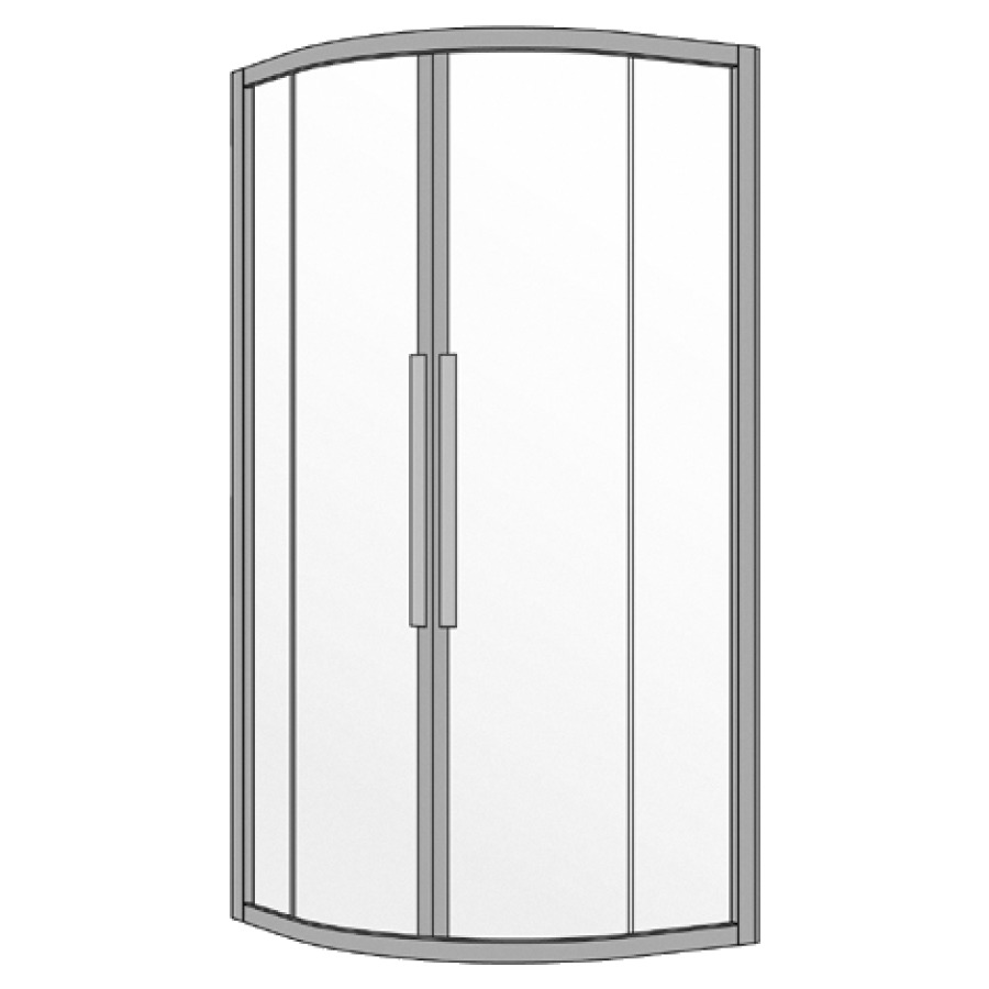 Entrée diagonale S400
88-90 x 88-90 cm, H 200 cm
porte coulissante avec partie fixe à gauche et à droite
encadré
pour douche quart de cercle R 50 cm