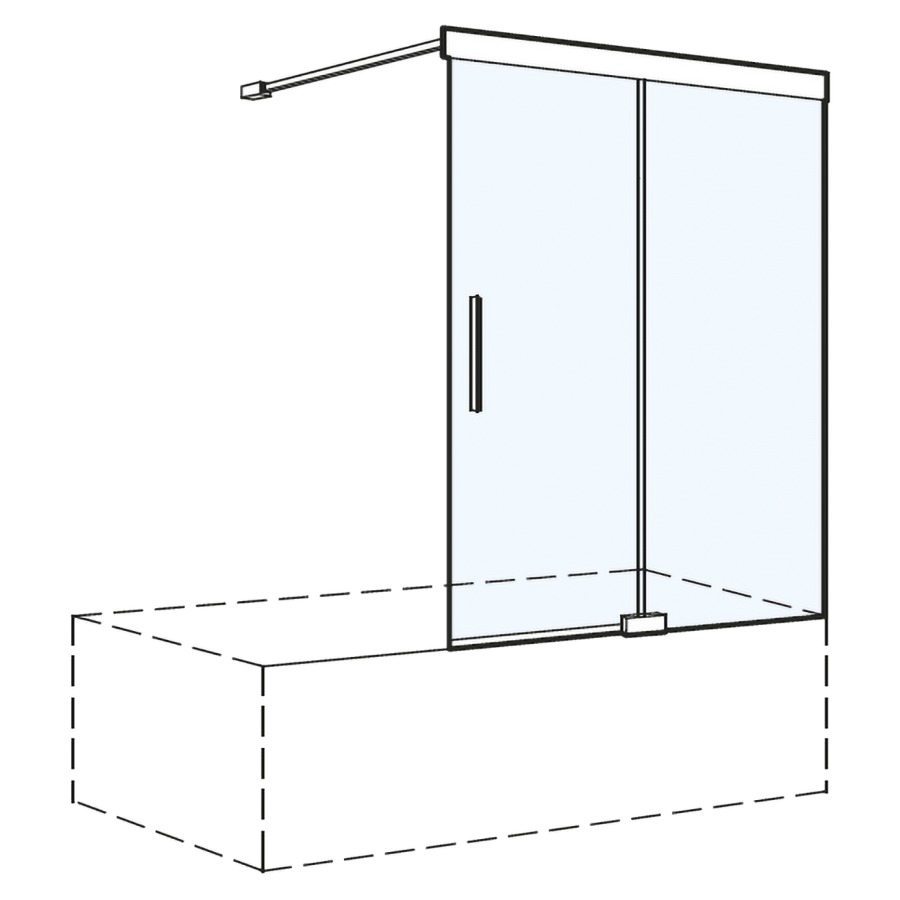 Porte coulissante S505PLUS
120,1-140 cm, H 160 cm
sans cadre, 2 panneaux
partie fixe à droite
Soft-Stop, fonction Self-Close
guidage magnétique, profil
contre l'éclaboussement
sur baignoire, MESURES EXACTES
SELON PRISE DE MESURE