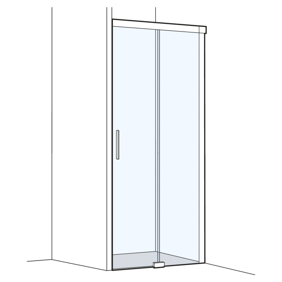 Porte coulissante S500PLUS
NICHE
117,5-119 cm, H 200 cm
cadre partiel, 2 panneaux
partie fixe à droite
Soft-Stop, fonction Self-Close
guidage magnétique, profil
contre l'éclaboussement