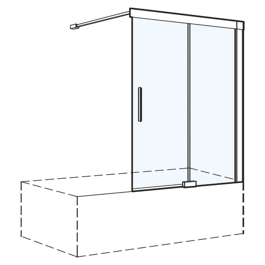 Porte coulissante S500PLUS
118,5-120 cm, H 160 cm
cadre parteil, 2 panneaux
partie fixe à droite
Soft-Stop, fonction Self-Close
guidage magnétique, profil
contre l'éclaboussement
sur baignoire, MESURES EXACTES
SELON PRISE DE MESURE