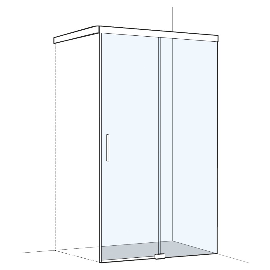 Porte coulissante S505PLUS
pour cloison latérale
110-140 cm, H 200 cm
sans cadre, 2 panneaux
partie fixe à droite
Soft-Stop, fonction Self-Close
guidage magnétique, profil
contre l'éclaboussement
MESURES EXACTES SELON PRISE
DE MESURE