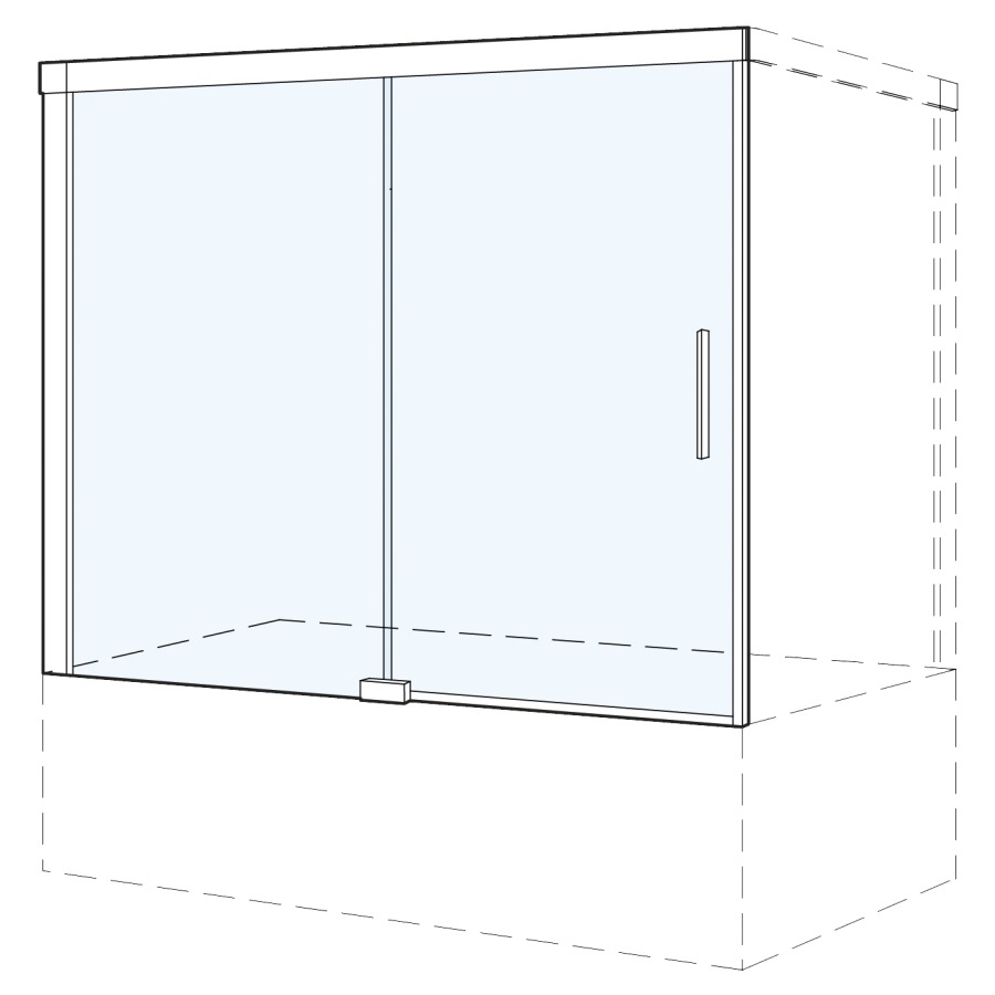 Porte coulissante S500PLUS
pour cloison latérale
165,5-167 cm, H 160 cm
cadre partiel, 2 panneaux
partie fixe à gauche
Soft-Stop, fonction Self-Close
guidage magnétique, profil
contre l'éclaboussement
sur baignoire, MESURES EXACTES
SELON PRISE DE MESURE