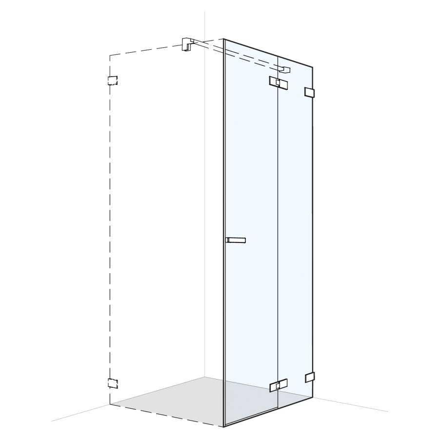 Porte battante S606PLUS
180,1-200 cm, H 200 cm
pour niche ou cloison latérale
avec élément fixe, sans cadre
charnières à droite, profil
contre l'écaboussement
MESURES EXACTES SELON PRISE
DE MESURE