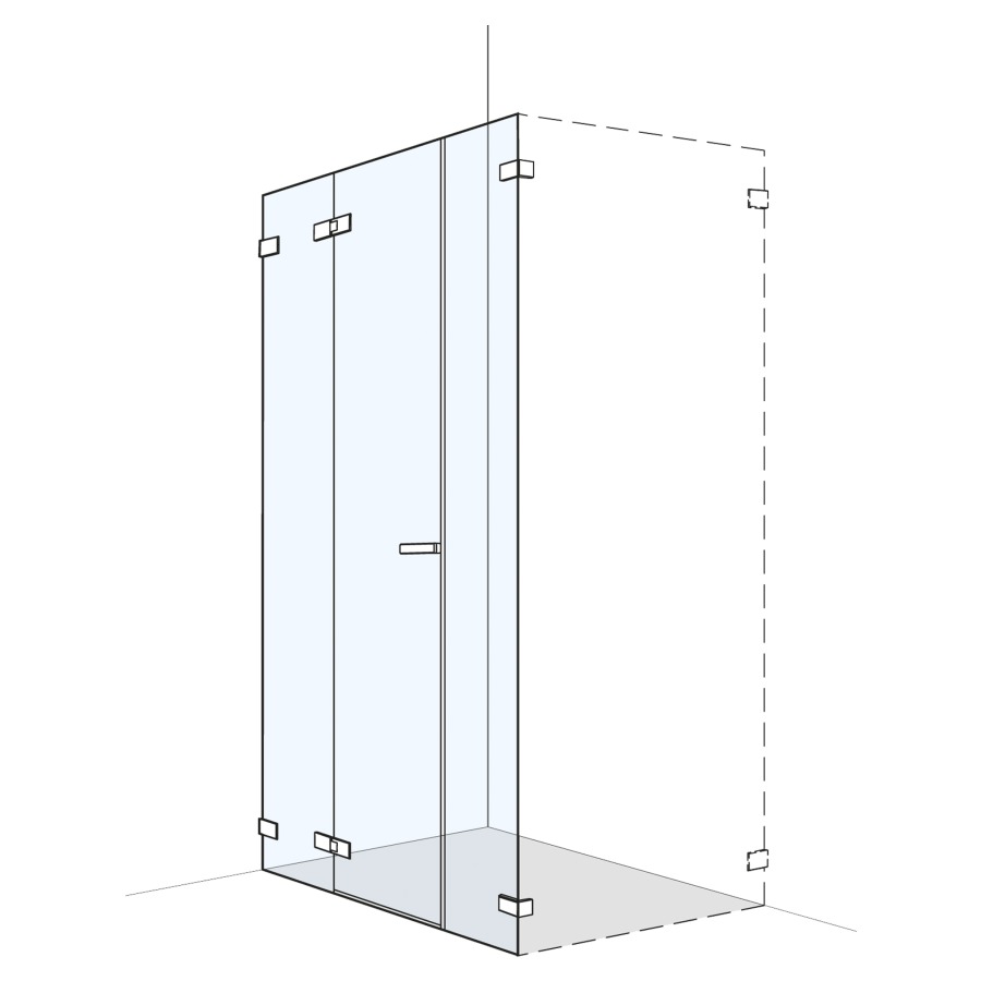 Porte battante S606PLUS
180,1-200 cm, H 200 cm
pour niche ou cloison latérale
avec élément fixe et cloison
latérale en alignement, sans
cadre, charnières à gauche
profil contre l'écaboussement
MESURES EXACTES SELON PRISE
DE MESURE