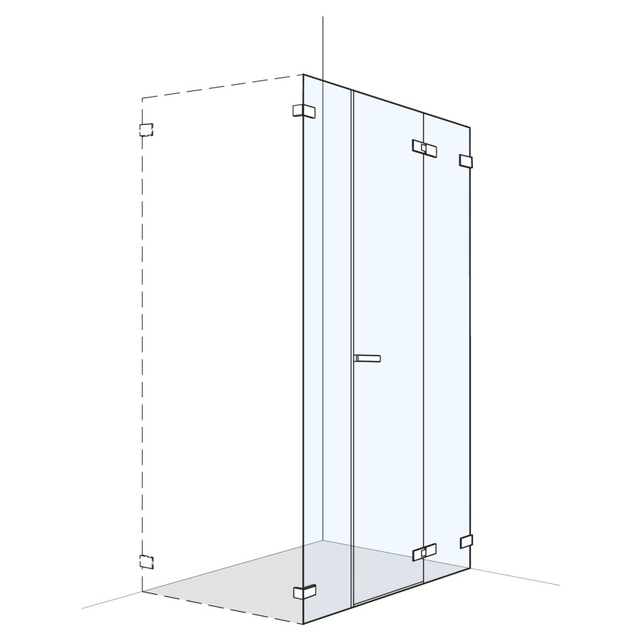 Porte battante S606PLUS
180,1-200 cm, H 200 cm
pour niche ou cloison latérale
avec élément fixe et cloison
latérale en alignement, sans
cadre, charnières à droite
profil contre l'écaboussement
MESURES EXACTES SELON PRISE
DE MESURE