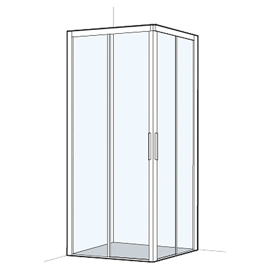 Entrée diagonale S400Plus
77.5-79 x 77.5-79 cm, H 200 cm
porte coulissante en 2&nbsp;parties à gauche et à droite
encadré