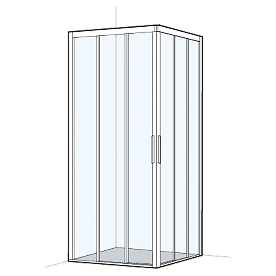 Entrée diagonale S400Plus
87.5-89 x 72.5-74 cm, H 200 cm
porte coulissante en 3&nbsp;parties à gauche et à droite
encadré