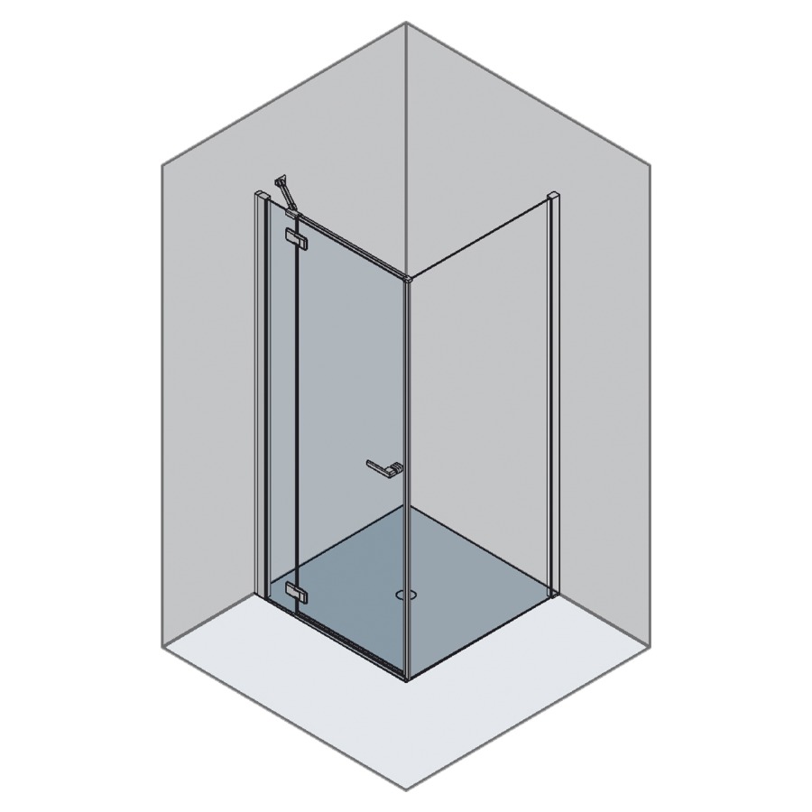 Porte battante GALLERY 3000
pour cloison latérale
60-92 cm, H 200 cm
1 panneau, avec partie fixe
charnière à gauche, verre de
sécurité 6 mm, montage par le
sol, MESURES EXACTES
SELON PRISE DE MESURES