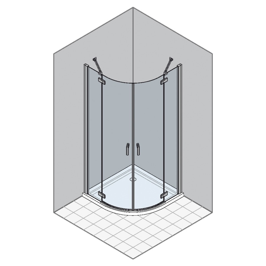 Entrée diagonale GALLERY 3000
78-95 x 78-95 cm, H 200 cm
porte battante avec partie fixe à gauche et à droite
avec cadre partiel
pour douche quart de cercle R 50/52 cm
verre de sécurité 6 mm
MESURES EXACTES SELON PRISE DE MESURE