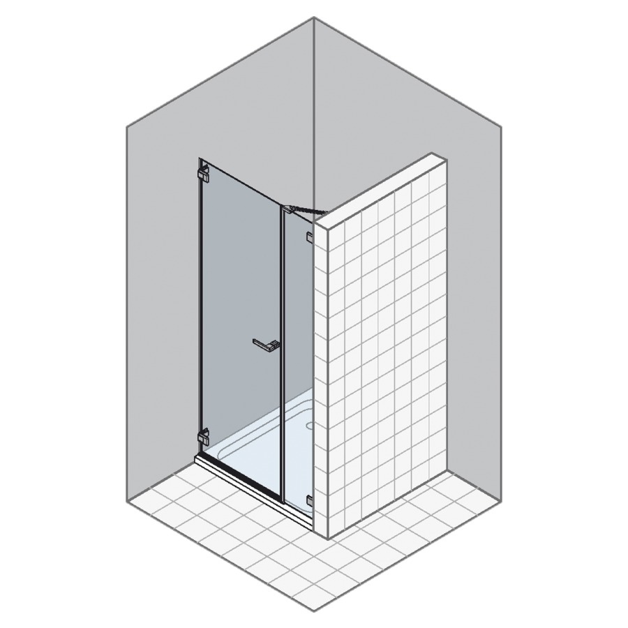 Porte battante GALLERY 3000
pour niche où cloison latérale
122,1-162 cm, H -200 cm
1 panneau, avec partie fixe
charnière à gauche
verre de sécurité 6 mm
MESURES EXACTES SELON PRISE DE
MESURES