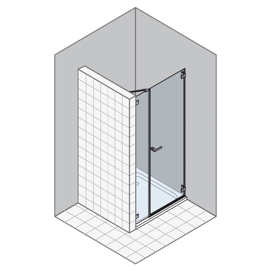 Porte battante GALLERY 3000
pour niche où cloison latérale
102,1-122 cm, H -200 cm
1 panneau, avec partie fixe
charnière à droite
verre de sécurité 6 mm
MESURES EXACTES SELON PRISE DE
MESURES