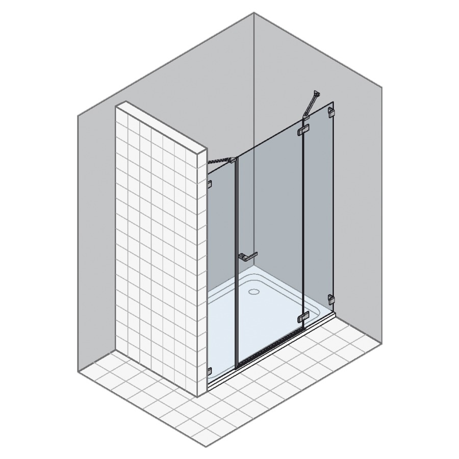 Porte battante GALLERY 3000
pour niche, 100-142 cm
H -200 cm, 2 panneau
avec partie fixe
charnière à droite
verre de sécurité 6 mm
MESURES EXACTES SELON PRISE DE
MESURES