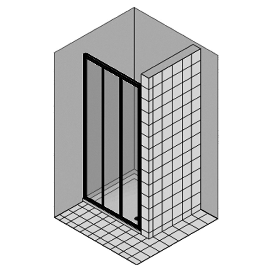 Porte coulissante DUKESSA 3000
GLASS, 95,8-100 cm niche ou
cloison latérale raccourcie
97,6-101,7 cm cloison latérale
H 190 cm, 3 panneaux
verre de sécurité 3 mm