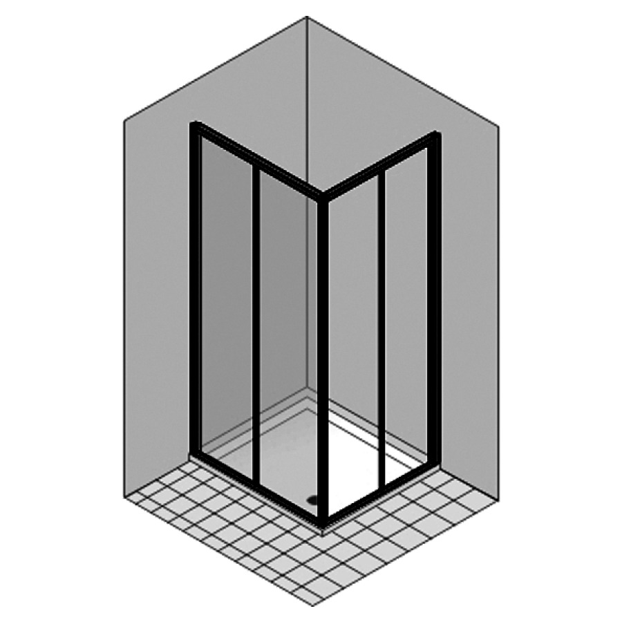 Entrée diagonale DUKESSA 3000
GLASS, porte coulissante
gauche, 97,6-100,4 cm
H 190 cm, 2 panneaux, pour
installation avec 166 445-451
verre de sécurité 3 mm