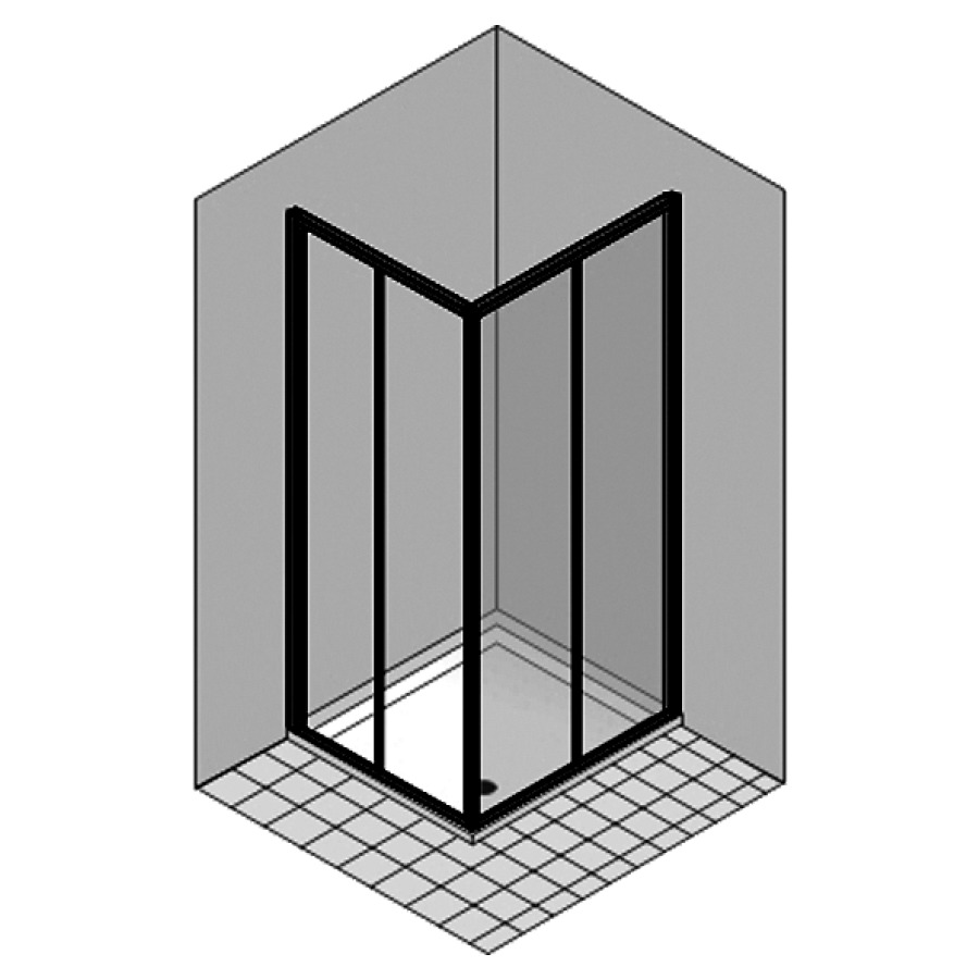 Entrée diagonale DUKESSA 3000
GLASS, porte coulissante
droite, 97,6-100,4 cm
H 190 cm, 2 panneaux, pour
installation avec 166 440-444
verre de sécurité 3 mm