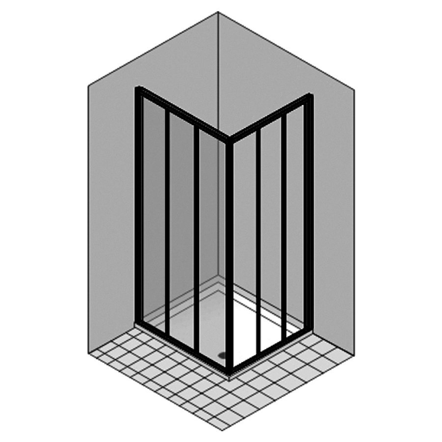 Entrée diagonale DUKESSA 3000
GLASS, porte coulissante
gauche, 87,6-90,4 cm
H 190 cm, 3 panneaux, pour
installation avec 166 457-461
ou 166 467-471
verre de sécurité 3 mm