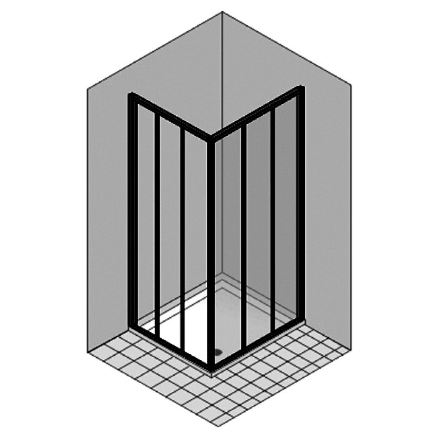 Entrée diagonale DUKESSA 3000
GLASS, porte coulissante
droite, 67,6-70,4 cm
H 190 cm, 3 panneaux, pour
installation avec 166 452-456
ou 166 462-466
verre de sécurité 3 mm