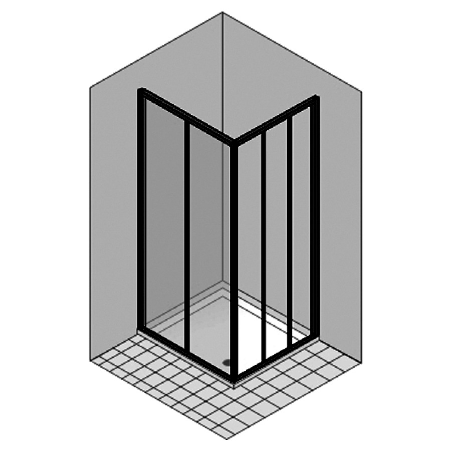 Entrée diagonale DUKESSA 3000
GLASS, porte coulissante
gauche, 97,6-100,4 cm
H 190 cm, 2 panneaux, pour
installation avec 166 457-461
verre de sécurité 3 mm