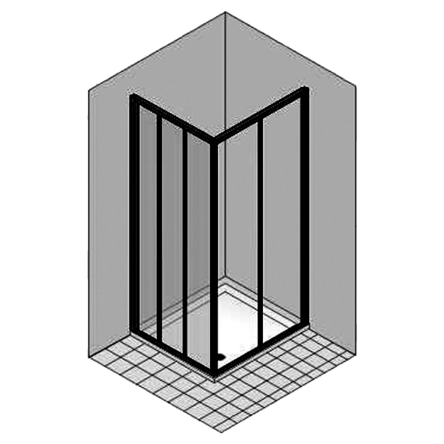 Entrée diagonale DUKESSA 3000
GLASS, porte coulissante
gauche, 97,9-100 cm
H 190 cm, 3 panneaux, pour
installation avec 166 457-461
ou 166 467-471
tous les panneaux coulissants
verre de sécurité 3 mm