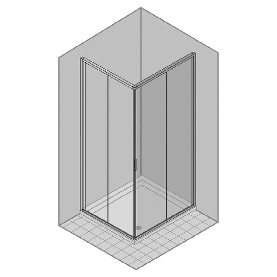 Porte coulissante STILA 2000
77,2-80,2 cm, H 195 cm
pour entrée diagonale
2 panneaux, partie fixe
montage à droite
verre de sécurité 6 mm