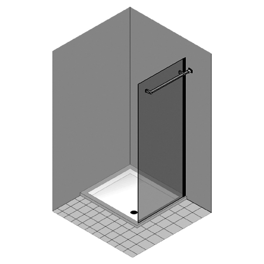 Cloison latérale LIBERO 4000
H 200 cm, 88,3-90,8 cm
montage à droite, pose libre
support / porte-linge
verre de sécurité 8 mm
