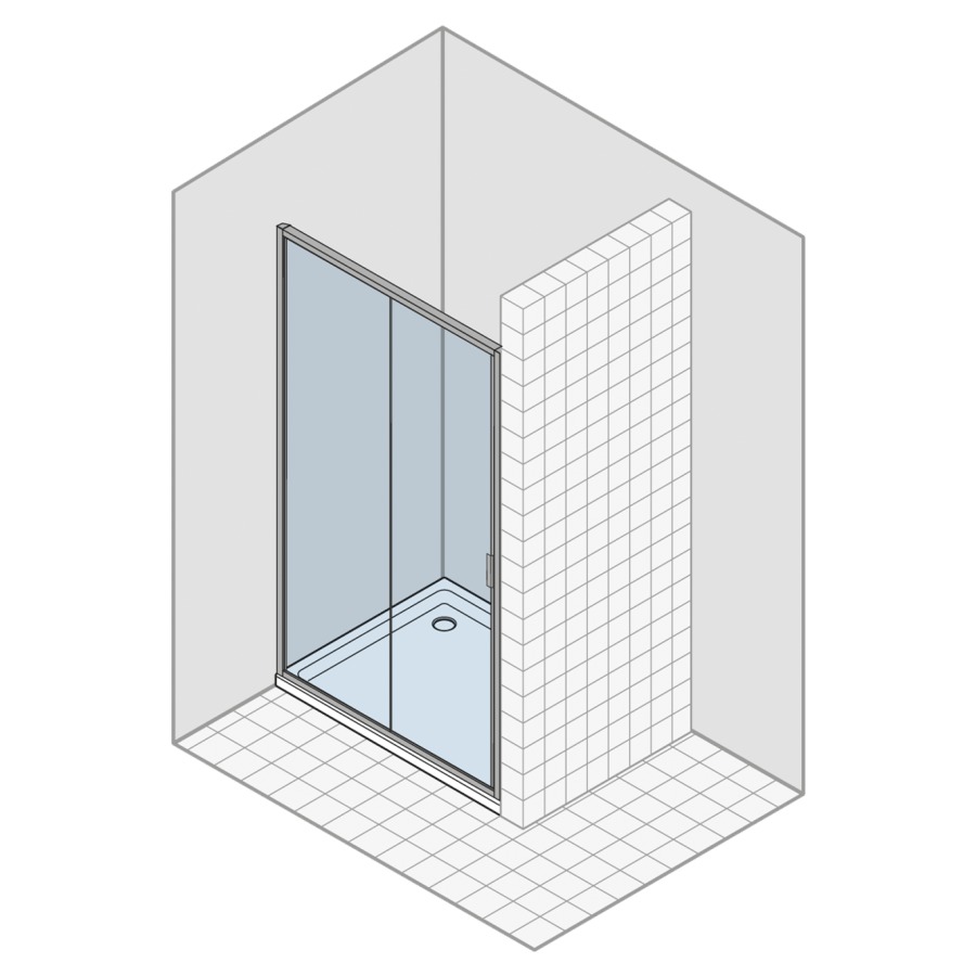Porte coulissante STILA 2000
100,1-120 cm, H 195 cm
2 panneaux, avec partie fixe à
gauche, verre de sécurité 6 mm
MESURES EXACTES SELON
PRISE DE MESURES