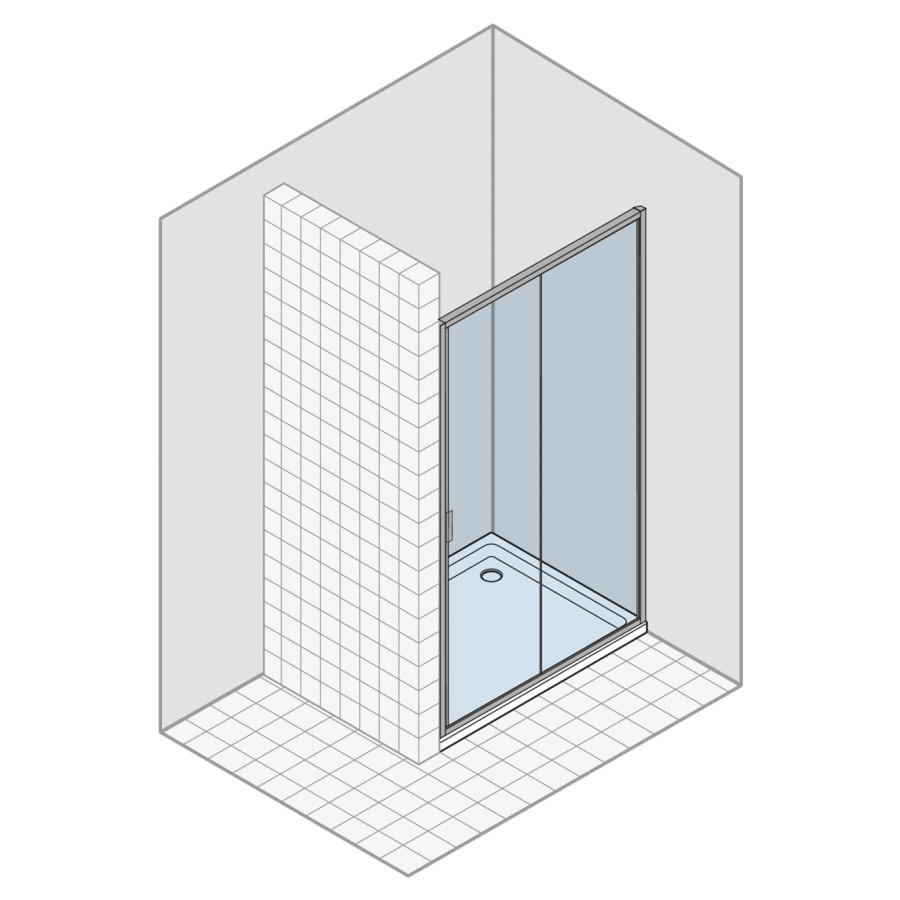 Porte coulissante STILA 2000
100,1-120 cm, H 195 cm
2 panneaux, avec partie fixe à
droite, verre de sécurité 6 mm
MESURES EXACTES SELON
PRISE DE MESURES