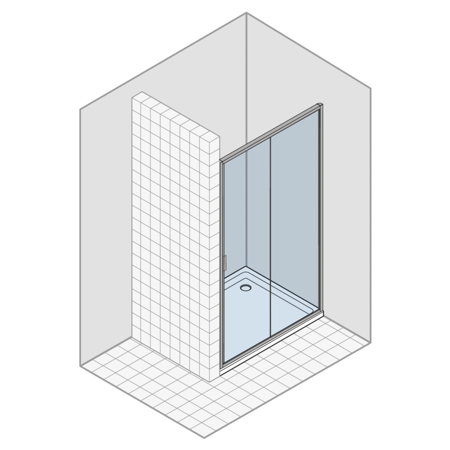 Porte coulissante STILA 2000
120,1-140 cm, H 195 cm
2 panneaux, avec partie fixe à
droite, verre de sécurité 6 mm
MESURES EXACTES SELON
PRISE DE MESURES