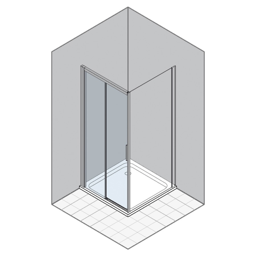 Porte coulissante STILA 2000
117,5-120,4 cm, H 195 cm
pour cloison latérale
2 panneaux, partie fixe gauche
verre de sécurité 6 mm
MESURES EXACTES SELON
PRISE DE MESURES