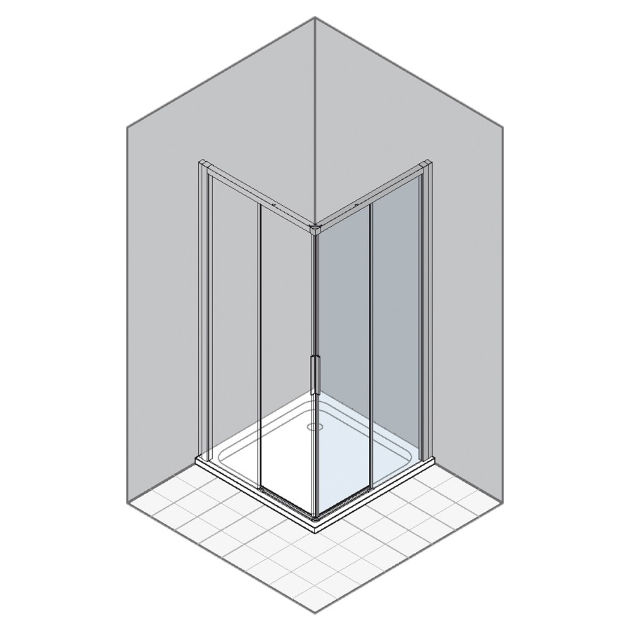 Porte coulissante STILA 2000
87,3-90,2 cm, H 195 cm
pour entrée diagonale
2 panneaux, partie fixe
montage à droite
verre de sécurité 6 mm
MESURES EXACTES SELON
PRISE DE MESURES