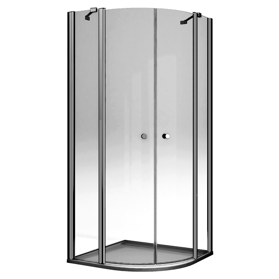 Entrée diagonale SOLINO
78-80 x 78-80 cm, H 200 cm
porte battante avec partie fixe à gauche et à droite
avec cadre partiel
pour douche quart de cercle R 55 cm
protection Aquaperle