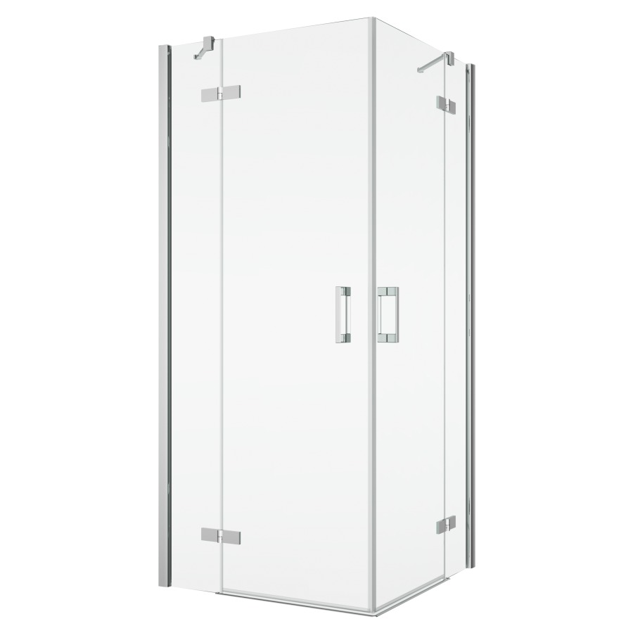 Entrée diagonale PUR
avec profilé de raccordement
au mur
120 cm, H 200 cm, 2 panneaux
porte tournante gauche
partie fixe, avec support
d'angle