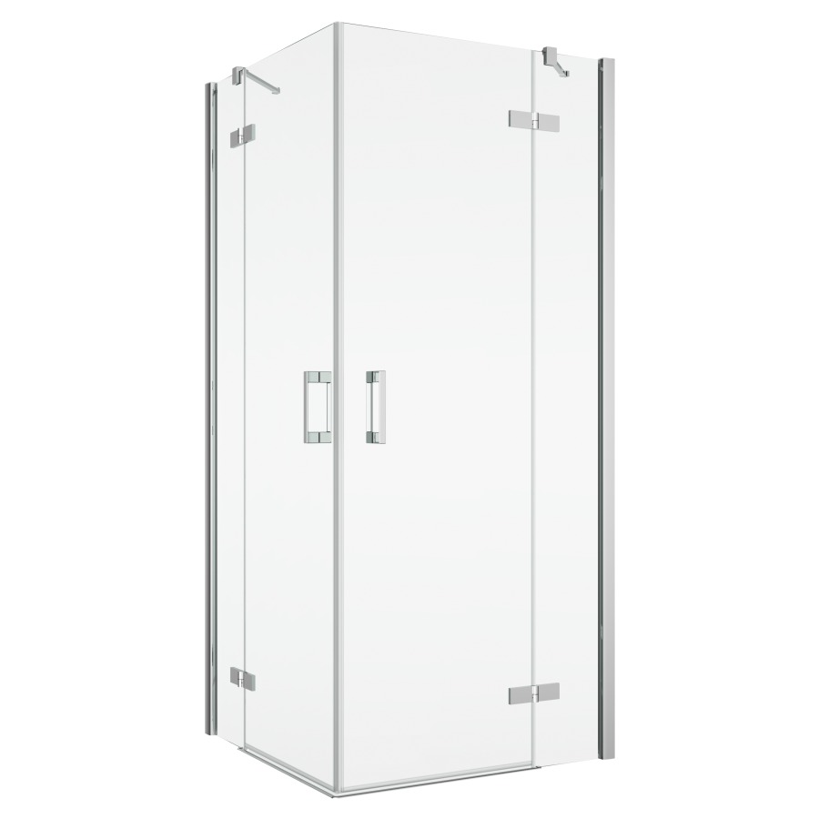 Entrée diagonale PUR
avec profilé de raccordement
au mur
120 cm, H 200 cm, 2 panneaux
porte tournante droite
partie fixe, avec support
d'angle