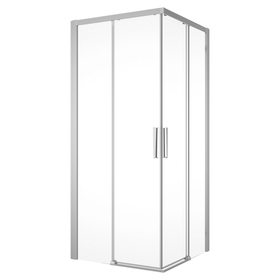 Entrée diagonale DIVERA
90.1-120 x 90.1-120 cm, H -200 cm 
porte coulissante avec partie fixe à gauche et à droite
avec cadre partiel, protection Aquaperle
MESURES EXACTES SELON PRISE DE MESURE