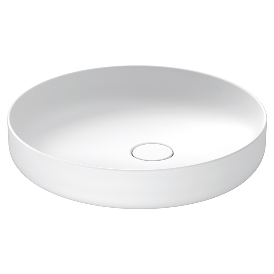 Lavabo à poser VITRIUM
D 46 cm, coulée minérale
poli, sans trop-plein
avec vidage