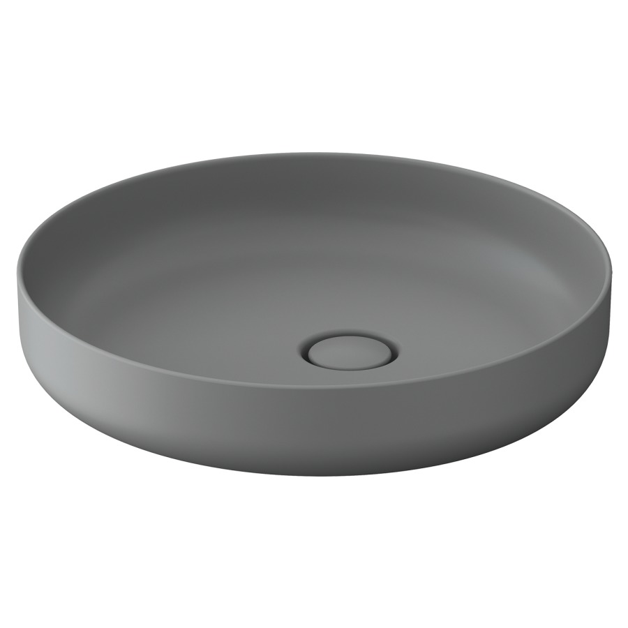 Lavabo à poser VITRIUM
D 46 cm, coulée minérale
poli, sans trop-plein
avec vidage